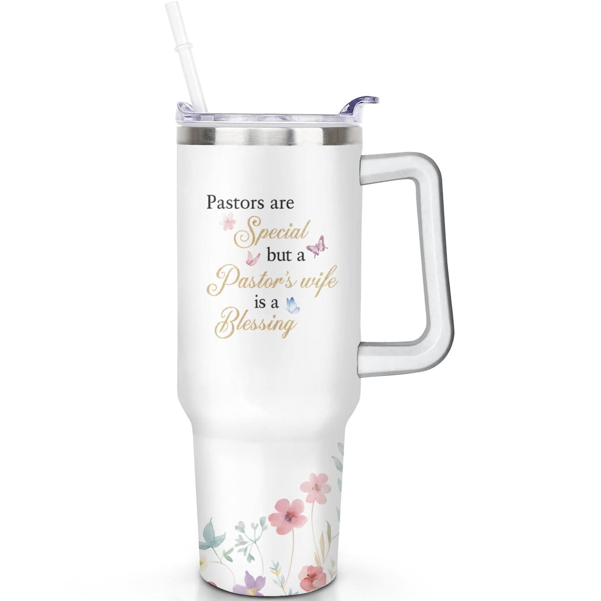 1pc cherry 40oz Tumbler with Straw & Handle - Insulated Stainless