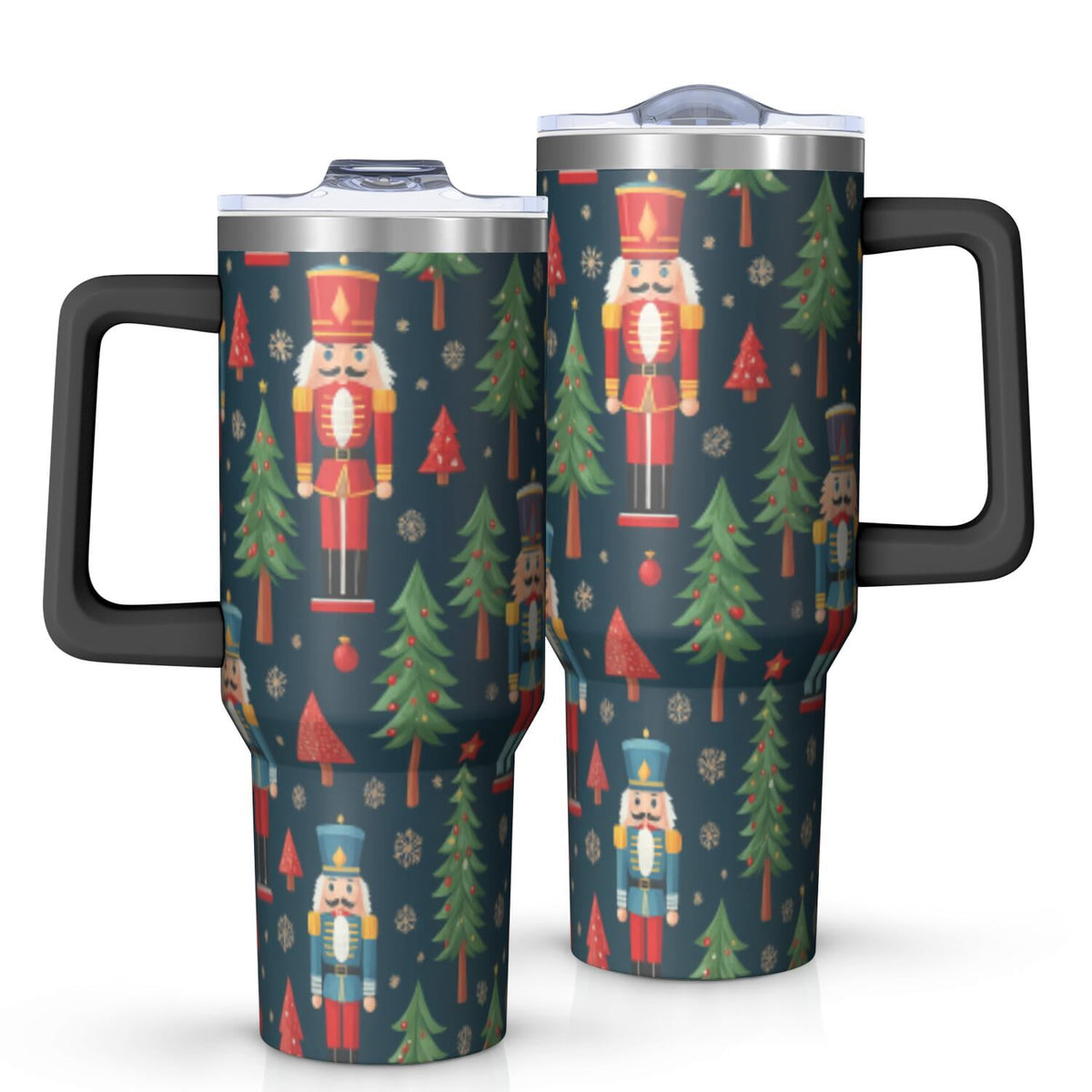 1pc nutcracker 40oz Tumbler with Straw & Handle - Insulated Stainless Steel Cup | Holiday Gift for Man Women (Christmas, Valentine's, Birthday)