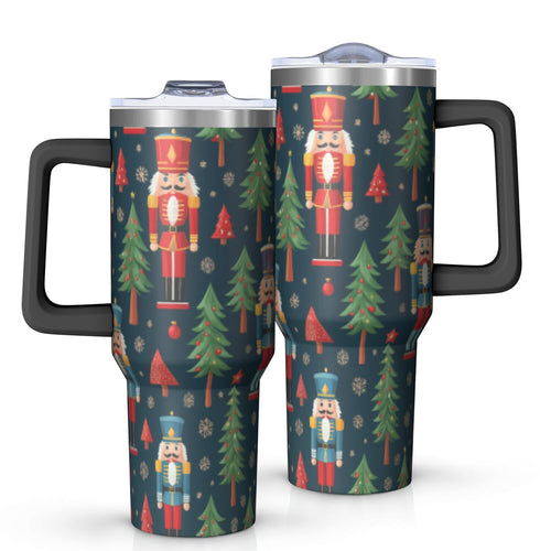 1pc nutcracker 40oz Tumbler with Straw & Handle - Insulated Stainless Steel Cup | Holiday Gift for Man Women (Christmas, Valentine's, Birthday)