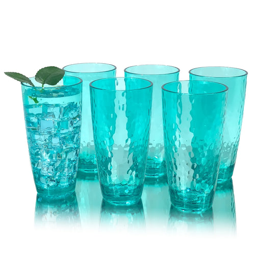 26-Ounce Large Acrylic Glasses Plastic Tumbler/Drinking Cups,Set of 6 Multi-Hammered Style,BPA Free
