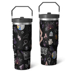 30oz Wednesday Girl Stainless Steel Tumbler with Lid and Straw,Wednesday Stuff Merchandise Spill Proof Travel Cup Double Wall Vacuum Insulated Coffee Mug with Top Handle Black