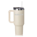 40 oz Tumbler with Handle and Straw Lid Stainless Steel Insulated Travel Mug Cup Moon Phases (Cream)