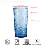 ZAINCA Hammered 24 ounce Plastic Drinking Tumbler Acrylic Glasses, Set of 8 Multicolor