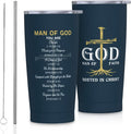 Christian Gifts for Men, Religious Gifts for Men, Christian Man of God Tumbler 20oz, Bible Verse Gift Coffee Travel Mug, Christian Spiritual Inspirational Catholic Gift Cup for Dad Grandpa