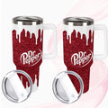 Dr Pepper Tumbler, 40oz With Handle Tumbler, Paint Drip Design, Christmas Gift, 40oz Stainless Steel Tumbler, Glitter Design, Perfect Gift For Pepper Lover