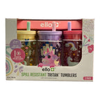 Ello 12 Oz Animal Princess & Unicorn Spill Proof PlasticTumbler Glasses (set of 3)
