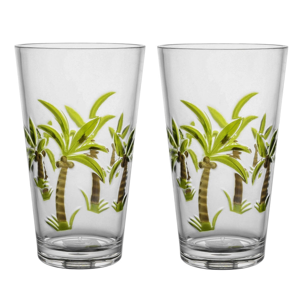 Gourmet Art 2-Piece Palm Tree 24 oz. Acrylic Highball Tumbler, for Indoor and Outdoor and Everyday Use