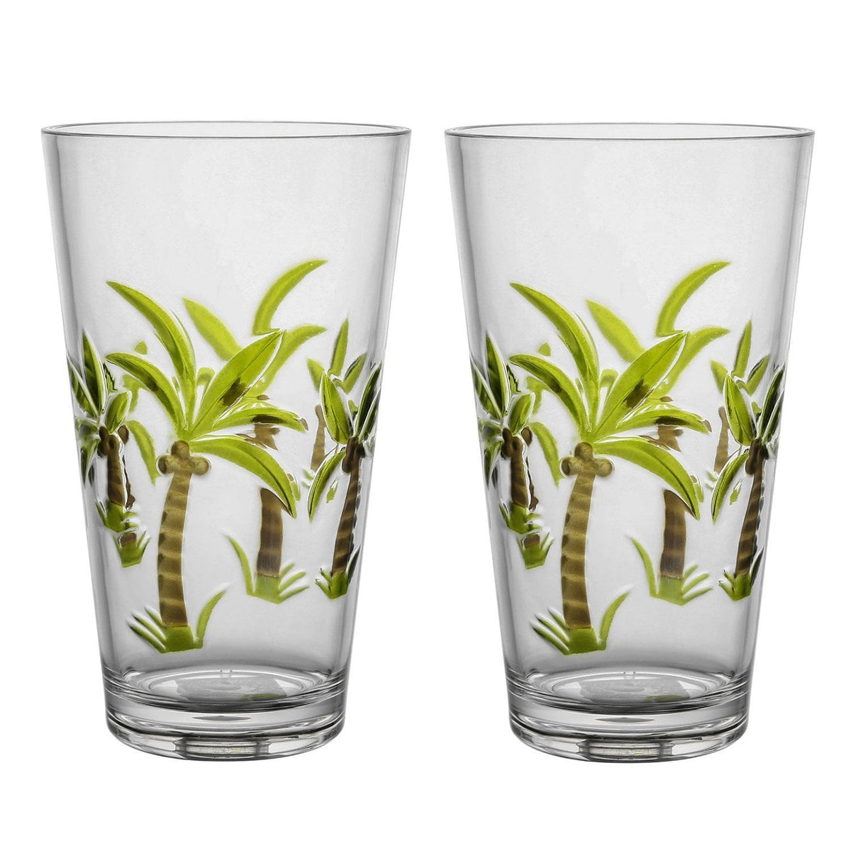 Gourmet Art 2-Piece Palm Tree 24 oz. Acrylic Highball Tumbler, for Indoor and Outdoor and Everyday Use