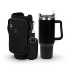 Made Easy Kit Tumbler & Neorpene Pocket Carrier for Water, Iced Tea or Coffee - Stainless Steel Vacuum Insulated Car Cup with Lid, Straw, and Carabiner for Hanging Accessories