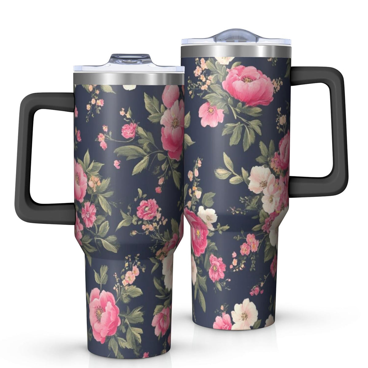 OBREWU Pioneer Flower Tumbler with Handle and Lid,Pioneer Flower 40oz Double