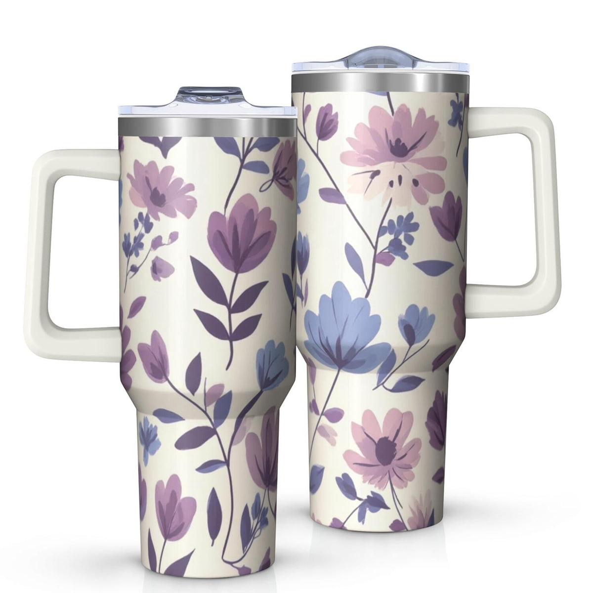 OBREWU Pioneer Flower Tumbler with Handle and Lid,Pioneer Flower 40oz Double