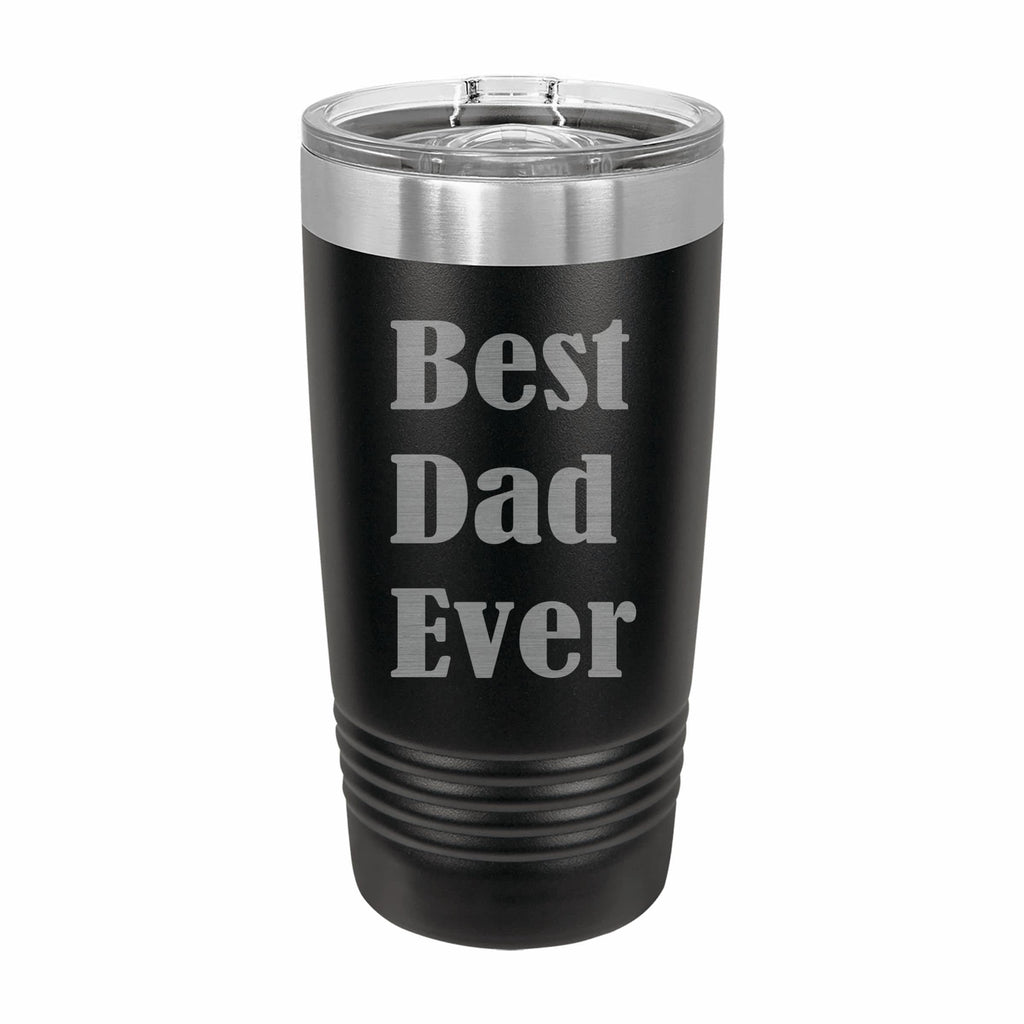 PrecisionNC Dad Gifts Best Dad Ever Engraved Stainless Steel Travel Mug Tumbler with Lid Fathers Day 20 ounce Black