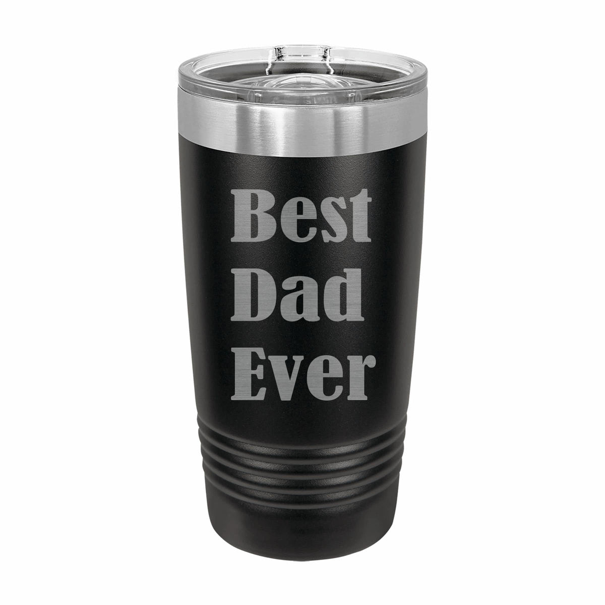 PrecisionNC Dad Gifts Best Dad Ever Engraved Stainless Steel Travel Mug Tumbler with Lid Fathers Day 20 ounce Black