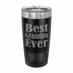 PrecisionNC Grandpa Gifts Best Grandpa Ever Engraved Stainless Steel Travel Mug Tumbler with Lid Fathers Day 20 ounce Black