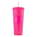 Starbucks 24 oz Pink Studded Iridescent Neon Pink Tumbler Glasses