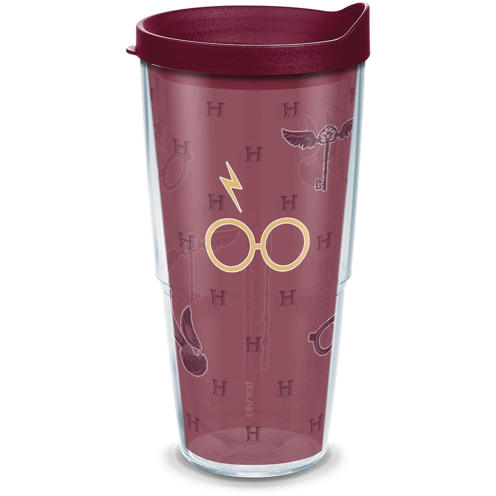 Tervis Harry Potter - Maroon and Gold Glasses Made in USA Double Walled Insulated Travel Tumbler, Classic 24oz