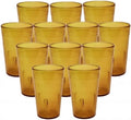 TrueCraftware-Set of 12 Pebbled Tumbler/Drinking Cups 12-Ounce Amber Color- Reusable Premium Water Iced Tea Glasses Stackable Dishwasher Safe Break-Resistant for Home and Restaurants