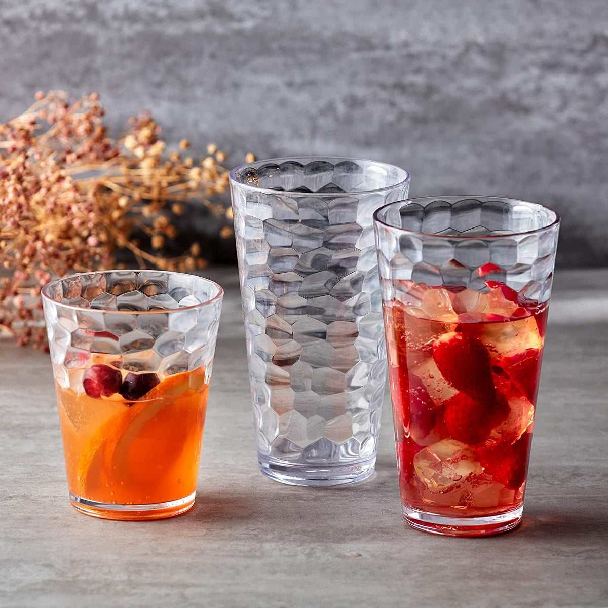 Amazing Abby - Iceberg - 16-Ounce Plastic Tumblers (Set of 8), Plastic Drinking Glasses, All-Clear Reusable Plastic Cups, Stackable, BPA-Free, Shatter-Proof, Dishwasher-Safe